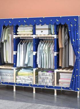 加衣柜简易布衣柜实木加橱TJA粗耐用固家用房卧室出租衣衣柜现代