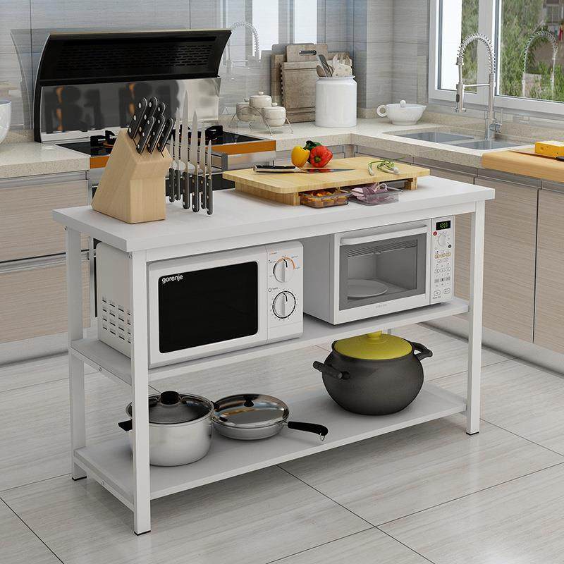 厨房桌子操作台落经济家用菜物地微波炉置物切架简易长桌多层三层
