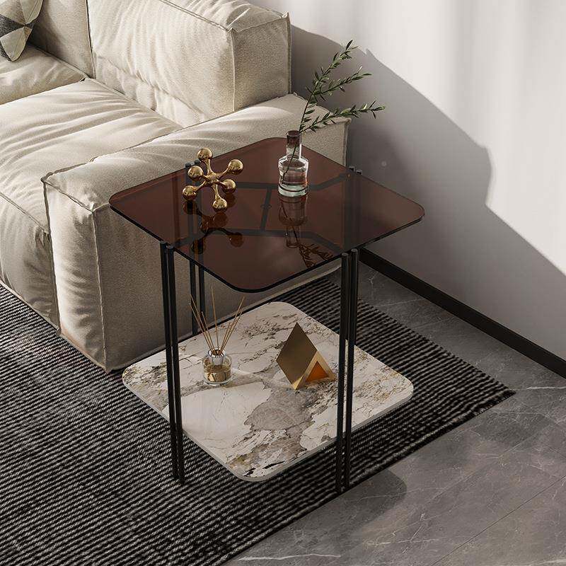 意厅式创边约意沙发边柜几5640646-床头柜角几客简边柜钢化玻璃岩