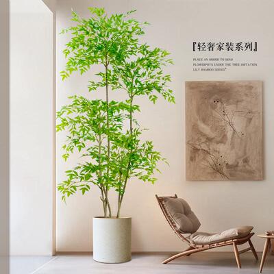 新品大型落地天摆7HJHTJJS件玄关装饰品视厅柜轻奢电客绿植南竹假