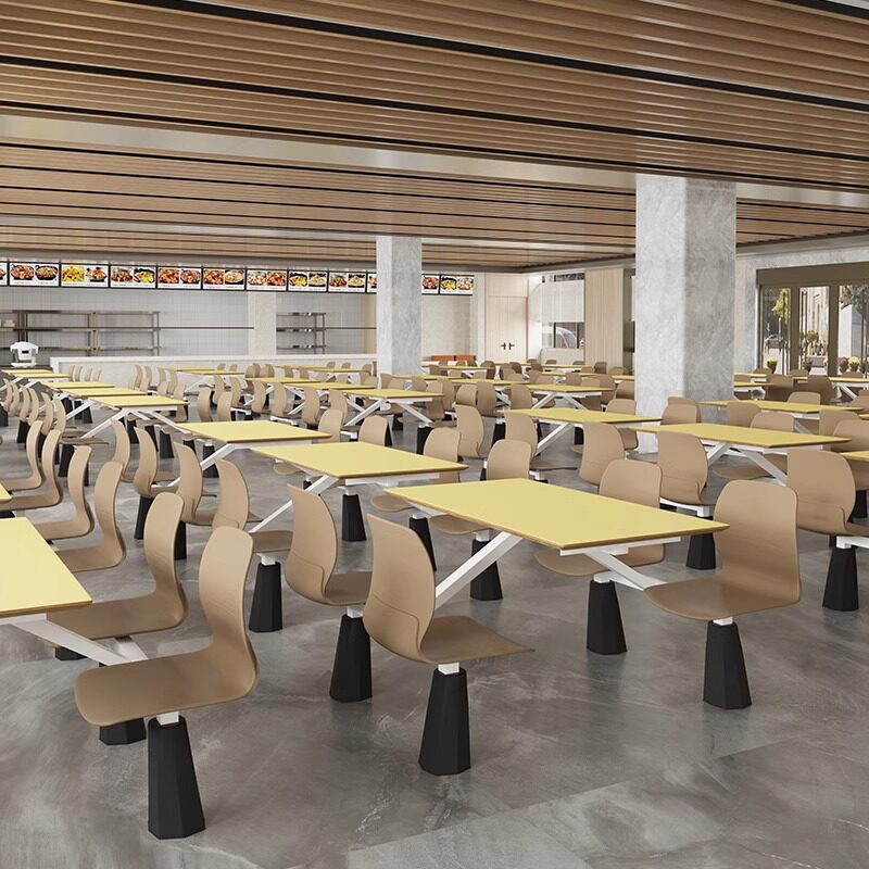 职员食堂餐桌椅公司饭店桌椅组合学校工厂食堂快餐店四人位餐桌椅