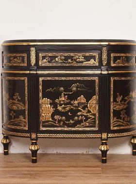 中复古彩绘玄柜25198实物木装饰隔断餐边柜边柜中国风黑色储关式