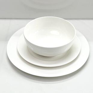 高端骨瓷碟餐具纯釉白下彩家Z1204用套装陶白碗色碗盘子瓷白瓷组