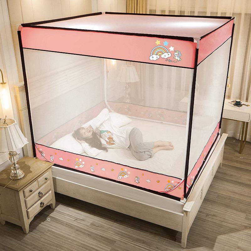 全包防掉坐床蚊帐全底防蚊A母婴FLX24031三开门大空链间拉方床帐