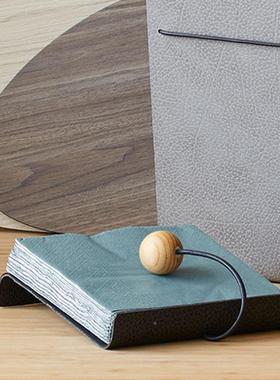 纳复古方餐巾收架轻奢皮革面酒店DET形前台餐厅桌面纸巾座软装饰