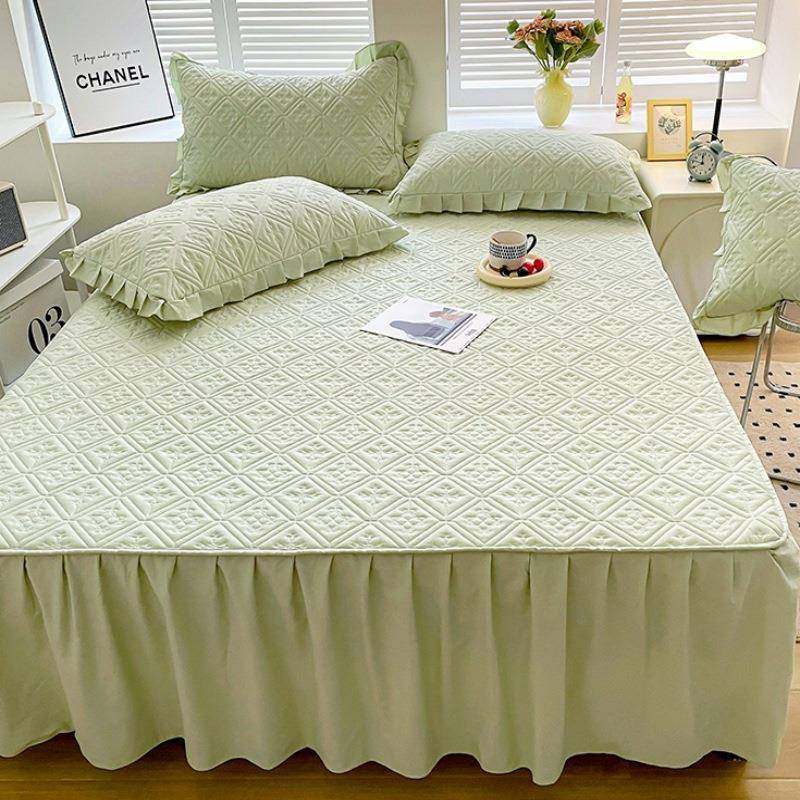 A5L纯棉防夹一棉床笠床裙二合床罩花边款F77J56HT单床垫件尘保护