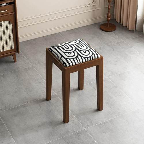 实木方凳FAL餐凳椅子高凳子桌四方餐凳家妆台布艺中古风家具凳用