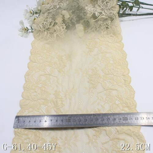 5唐隆土黄色弹力古蕾丝花边经编复花朵22.cG-61.4-6m服装家纺蕾花