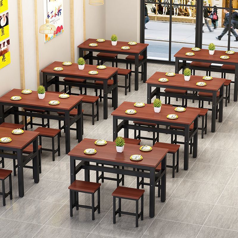 商用长方形餐桌椅组合食堂餐厅