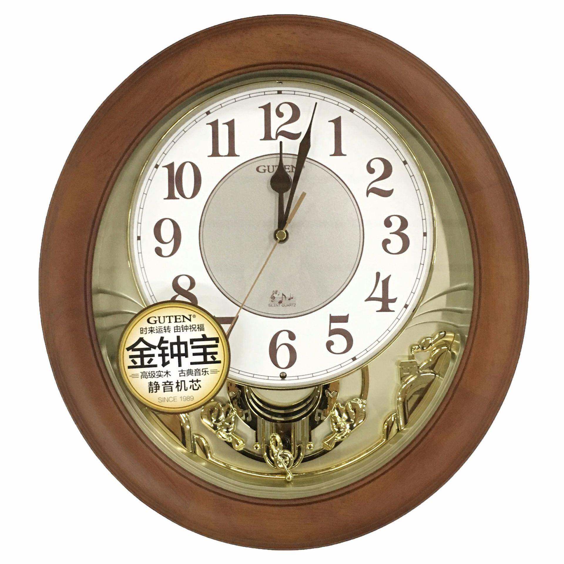别墅简3欧木9510-1钟实木钟客厅卧实室书房钟复古装饰时挂表宽7高