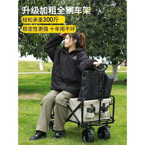 A拉6L露营推车户外便携小车拉营地车可折叠野餐F77MH556手推野车