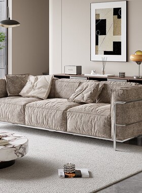 朗木语意大利语Normcore雪尼尔天鹅绒沙发包豪斯Lc3直沙发