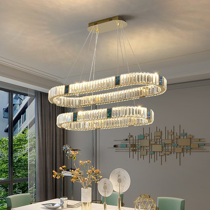 北欧轻奢大气水晶餐厅吊灯后现代led网红吧台灯简约不锈钢饭厅灯
