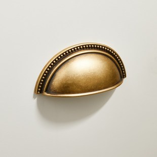 法式贝壳黄铜柜门拉手古铜色抽屉复古现代简约橱柜厨房中古风把手