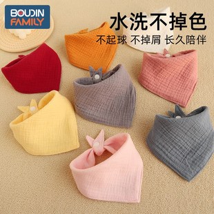 新年婴儿纯棉围嘴喜庆口水巾a类防吐奶新生儿宝宝纱布三角巾红色