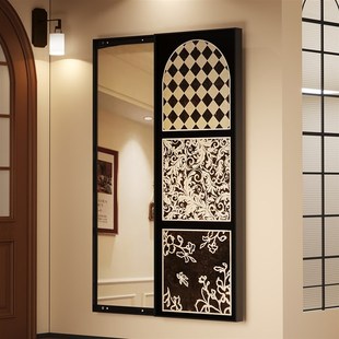 中古暗藏式全身镜装饰画穿衣镜隐形推拉可关闭镜子挂墙玄关试衣镜