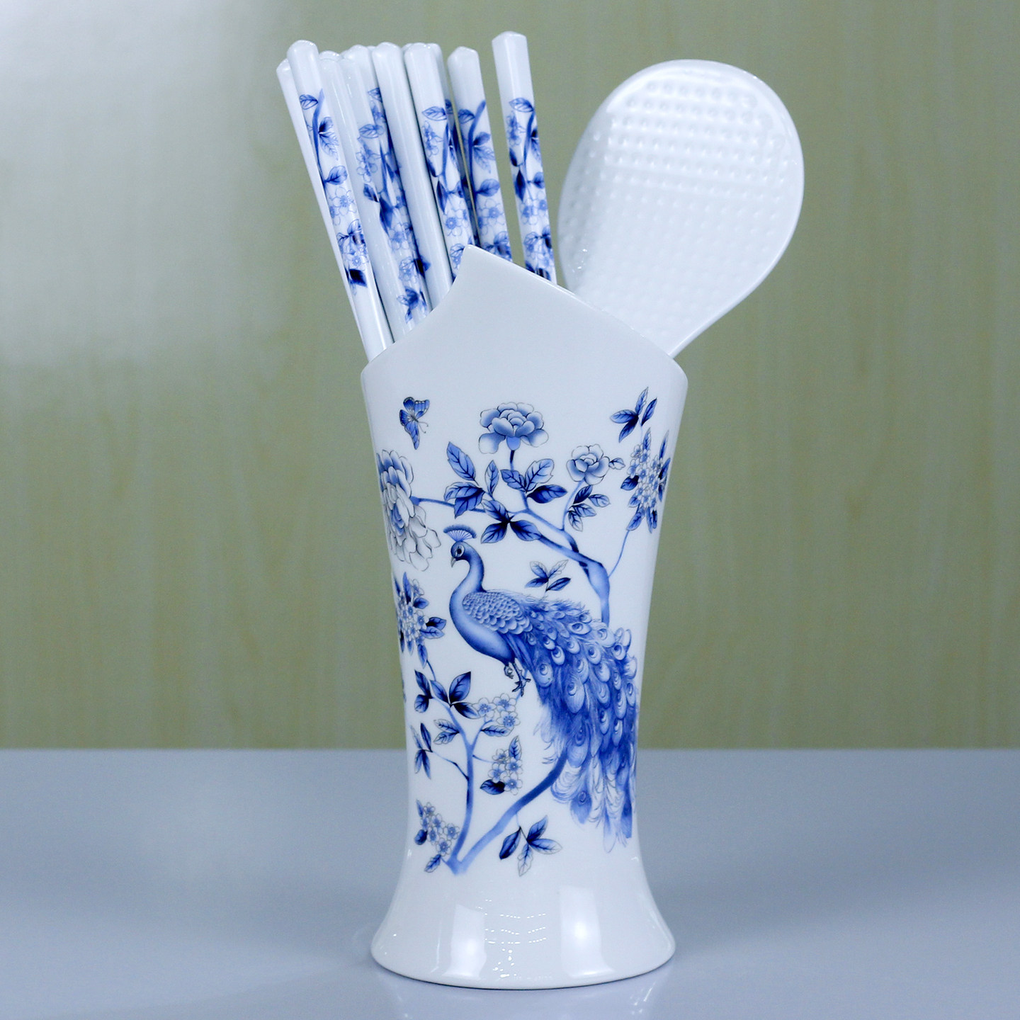 景德镇晶林骨瓷陶瓷筷子筒高档防霉餐具家用耐高温抗菌易清洗防滑