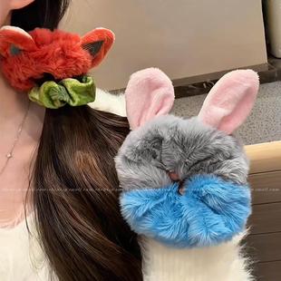 疯狂动物城发饰朱迪尼克毛绒发圈可爱卡通头绳女皮筋扎头发大肠圈