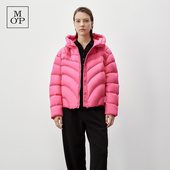 Polo MOP冬季 Marc 新款 高级设计感连帽面包服粉色鹅绒羽绒服女