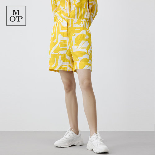 Marc O'Polo/MOP 2025夏季新款亚麻宽松吸湿印花五分裤休闲短裤女