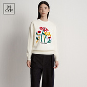 羊毛棉混纺大提花图案毛织套头衫 Marc 女 MOP2025冬季 新款 Polo