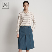 羊毛混纺条纹翻领毛衫 Polo Marc MOP2025秋季 新款 毛织套头衫 女