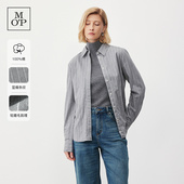 女 MOP Marc 轻奢时尚 Polo 冬新款 衬衫 商场同款 条纹磨毛长袖