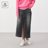 黑前开叉色长款 Polo 春季 Marc 时尚 MOP 新款 水洗牛仔半身裙女士