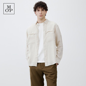 衬衫 Polo 夏季 Marc 简约翻领亚麻廓形双口袋透气长袖 MOP 新款 男