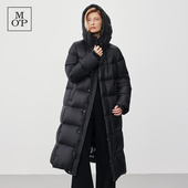 宣璐同款 MOP24冬季 新款 90白鹅绒保暖黑金加厚长款 连帽羽绒服