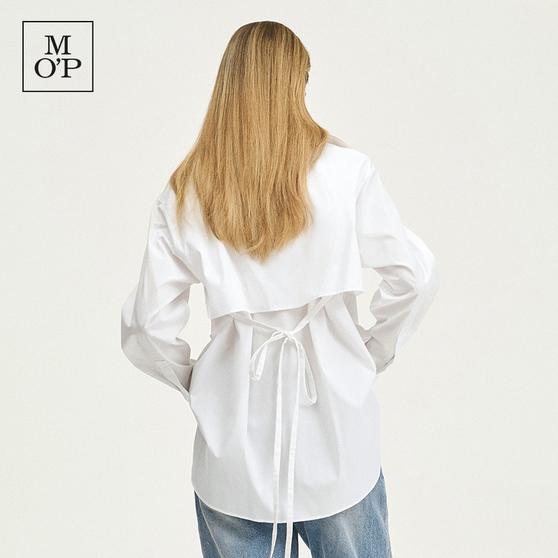 Marc O'Polo/MOP 春季新款翻领纯色风衣式长袖衬衫女