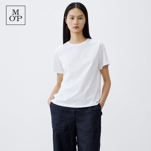 Marc O'Polo/MOP【品牌经典系列】纯棉极简立体刺绣字母短袖T恤女
