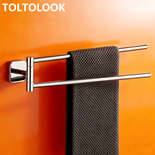TOLTOLOOK全铜高端旋转毛巾架免打孔双杆卫生间洗手间浴室浴巾架