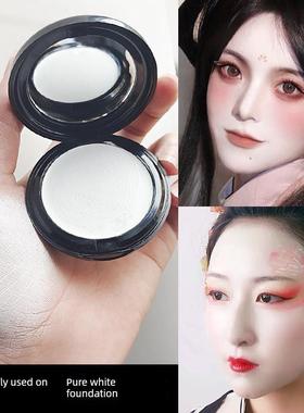正品】白色粉底液超白特白粉底膏遮瑕膏高光膏纯白色bb霜舞台妆彩