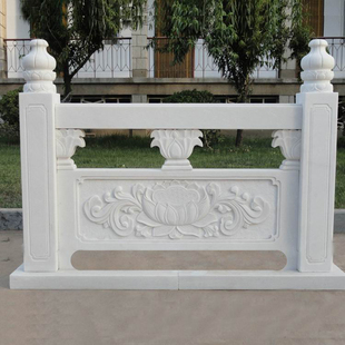 石栏杆汉白玉石雕栏板家用阳台围栏户外河道青石石桥护栏浮雕定制