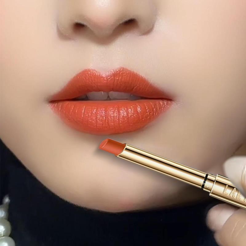 不掉色不沾杯胡萝卜灵感山楂色口红雨衣素颜显白持久防水滋润