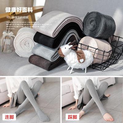 打底裤袜女春秋冬季加绒加厚螺纹黑灰色内外穿秋裤保暖棉裤连裤袜