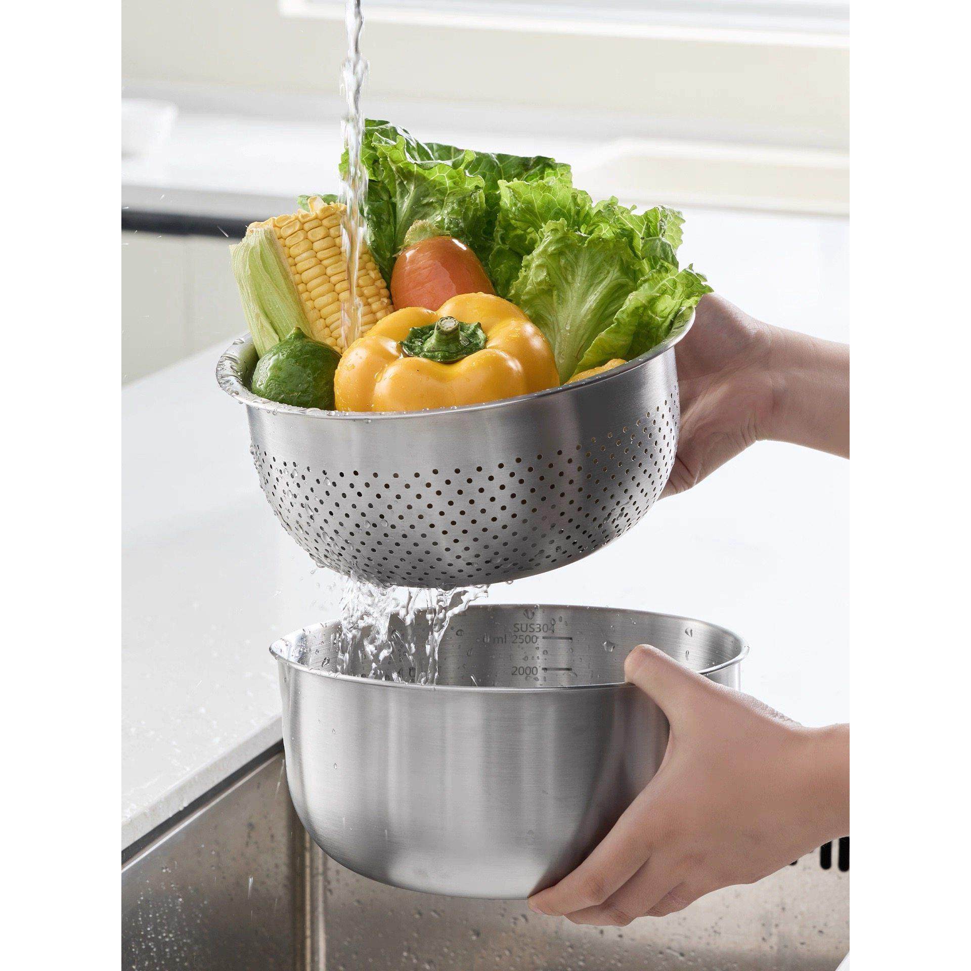 304不锈钢洗菜沥水盆和面盆厨房烘焙打蛋盆凉拌沙拉料理盆沥水篮,餐饮具,洗菜盆/沥水篮/漏水筛,淘宝优惠券,粉丝福利购,淘宝优惠卷