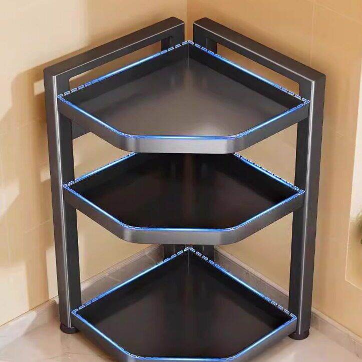 日本优选厨房置物架调料架台面多功能厨房盐油转角收纳盒三角架