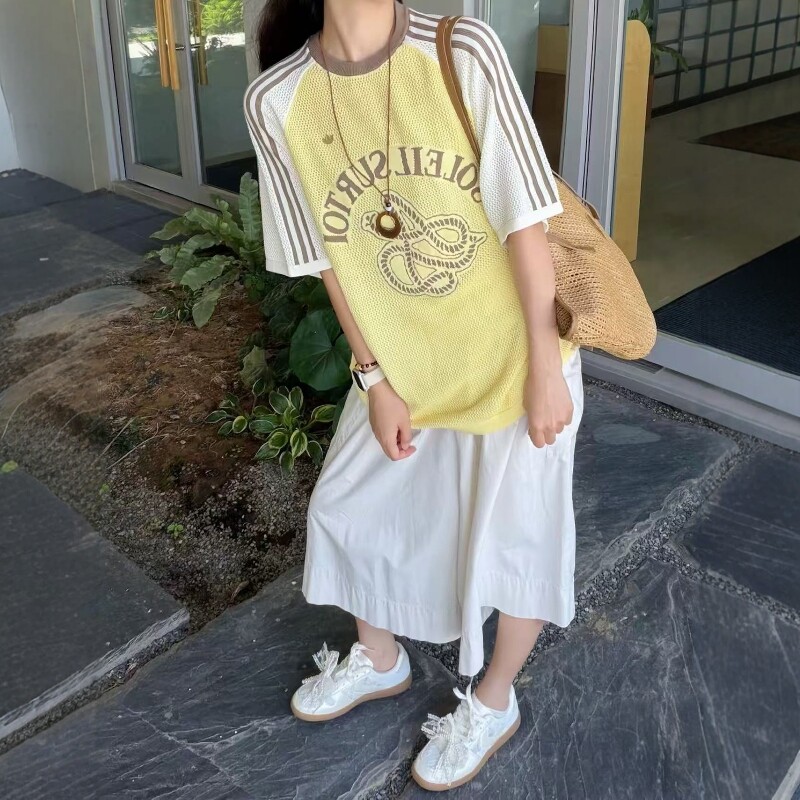 adidas阿迪达斯三叶草中性南法假日度假风纯棉运动短袖T恤 KW8172