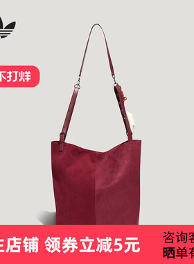 阿迪达斯三叶草新年款红色托特包2026春中性实用运动拎包 KH0282