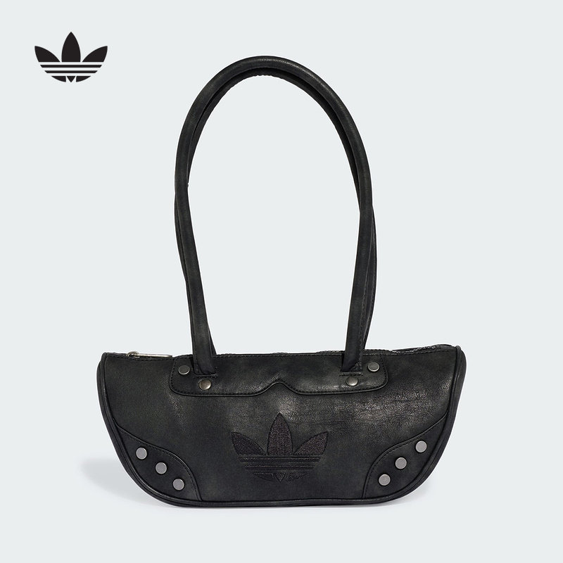 adidas阿迪达斯三叶草女金属铆钉时尚肩包拉链休闲手提包 KS9292