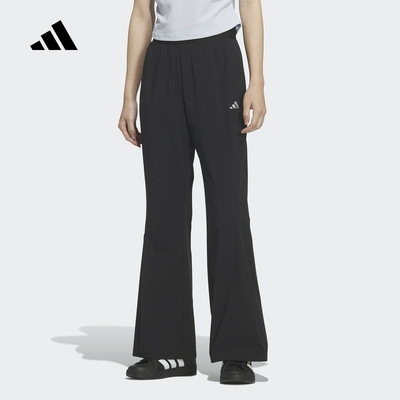 adidas阿迪达斯凉感微喇运动休闲裤2026夏女高腰梭织长裤 KH2621
