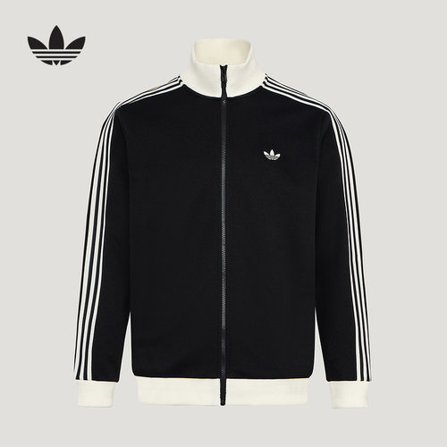 adidas阿迪达斯三叶草珠地布针织夹克男女全开襟高领外套 KX7990
