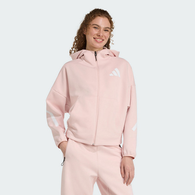 adidas阿迪达斯秋新款女子真治愈运动休闲连帽针织夹克外套KC7905