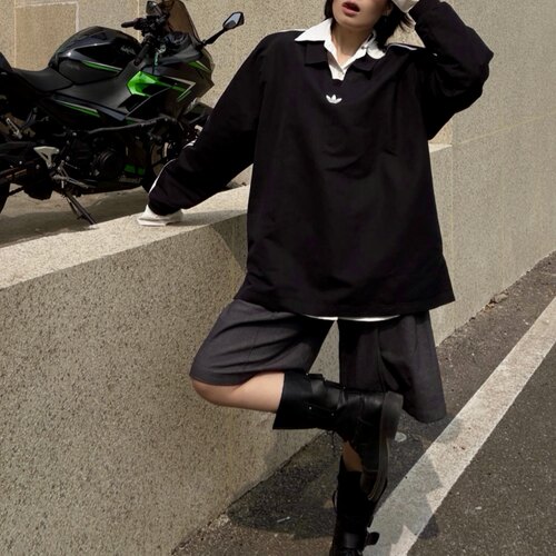 adidas阿迪达斯三叶草秋季新款男女橄榄球运动长袖POLO衫 KF9602