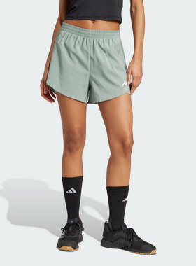 adidas阿迪达斯二合一运动健身短裤夏女梭织内置紧身裤JN1364