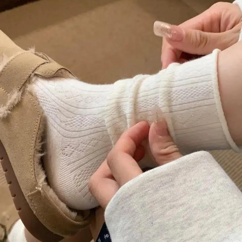 【下单立减50】女夏季薄款ins潮奶油系卷边中筒袜日系泡泡袜透气