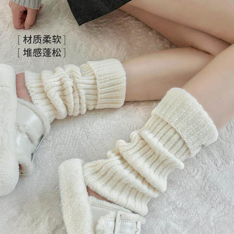 冬袜套女季保暖yk堆堆厚袜子灰色秋冬2配38061鲨鱼裤雪地靴显小瘦