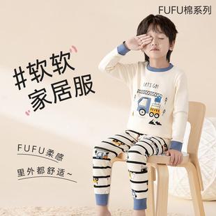 CROSS LOVEU男童秋衣秋裤儿童内衣纯棉加绒保暖秋冬家居服a类睡衣